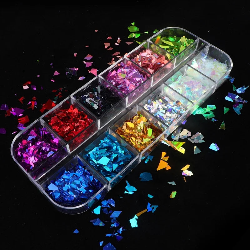 Paso Sico French 3D Multi Design Nail Art Set Maple Leaf Irregular Shapes Shimmer Colors DIY Creative Sequins Manicure