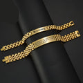 Wholesale Small Quantities Gold Plated DIY Laser Logo Print Name Letter Stainless Steel Punk Custom Punk Men Bracelet Jewelry