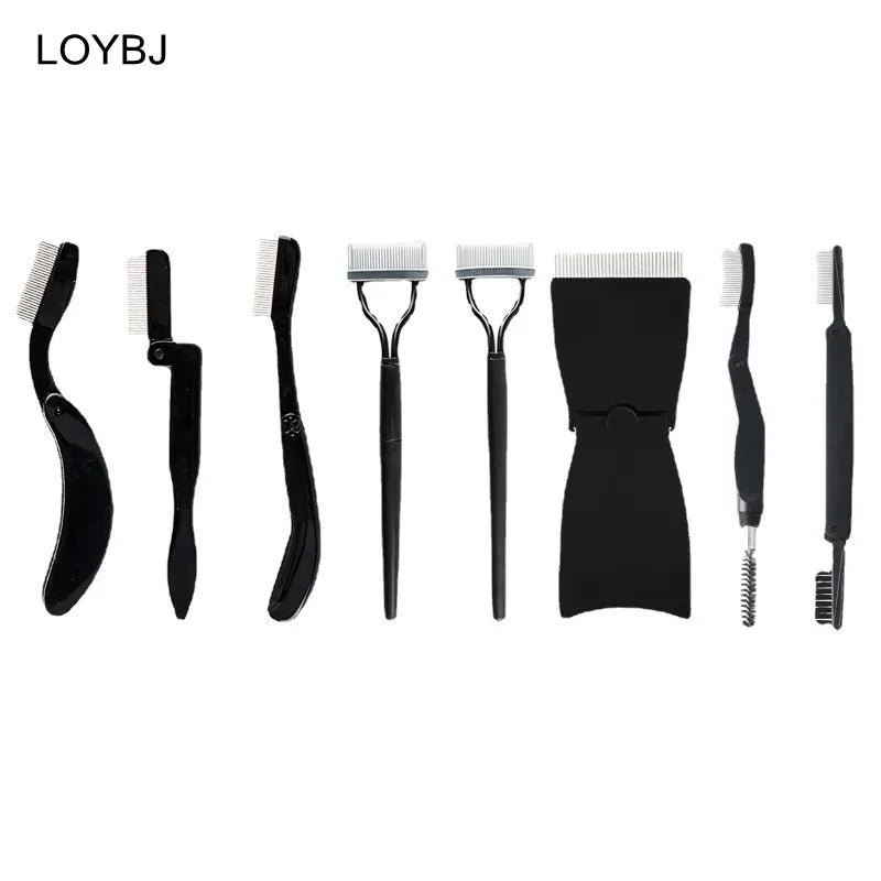 Wholesale Foldable Eyelash Separator Fan Brush Portable Comb Arc Shaped Plastic Handle Eyebrow Brush Eye Lash Makeup Definer