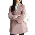 2024 Women's  Autumn and Winter Mid-length Elegant Woolen Jacket New Loose  Button Slimming All-match Lapel Thick Solid  Coat