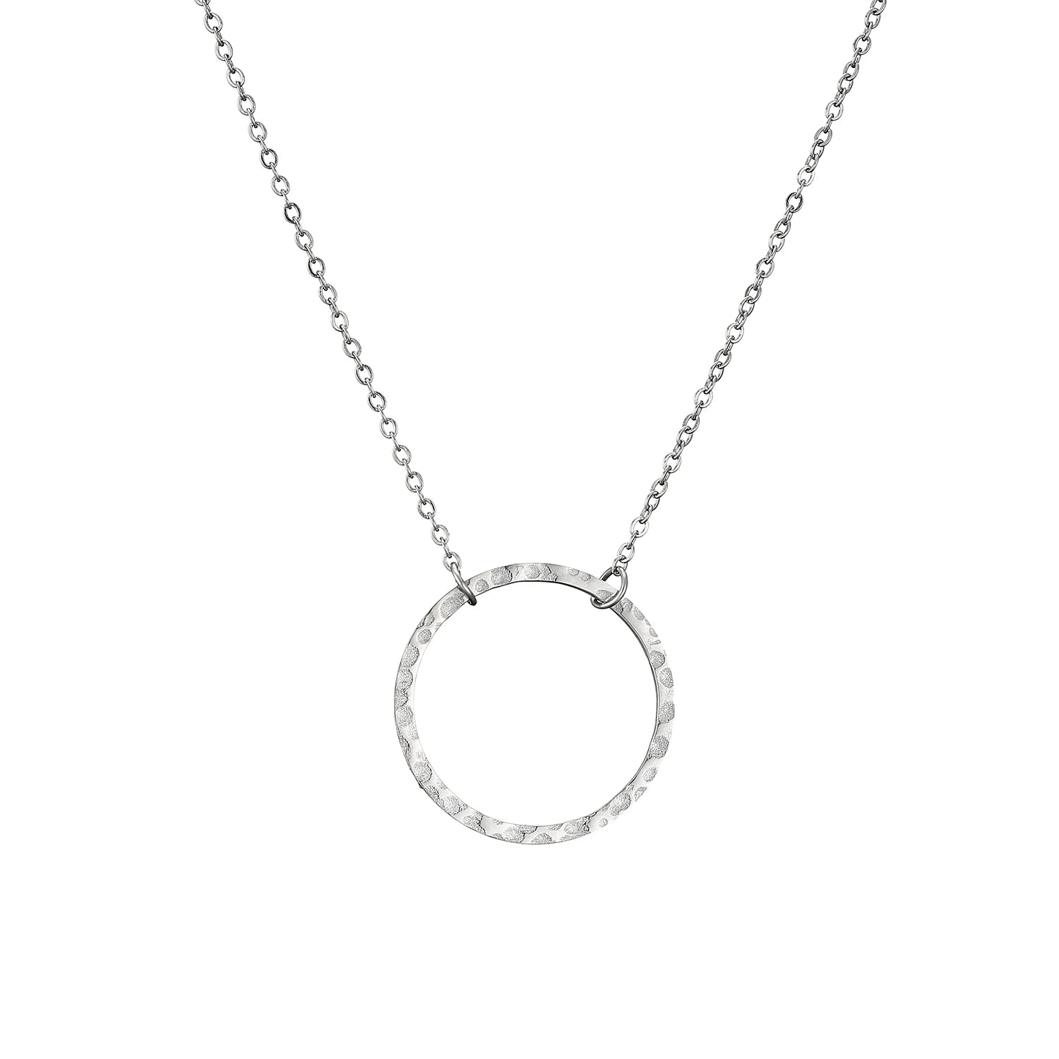 Hot Sale Charm Stainless Steel Link Chain Pendant Necklaces 20MM Hammer Circle Pendent Necklaces for Women