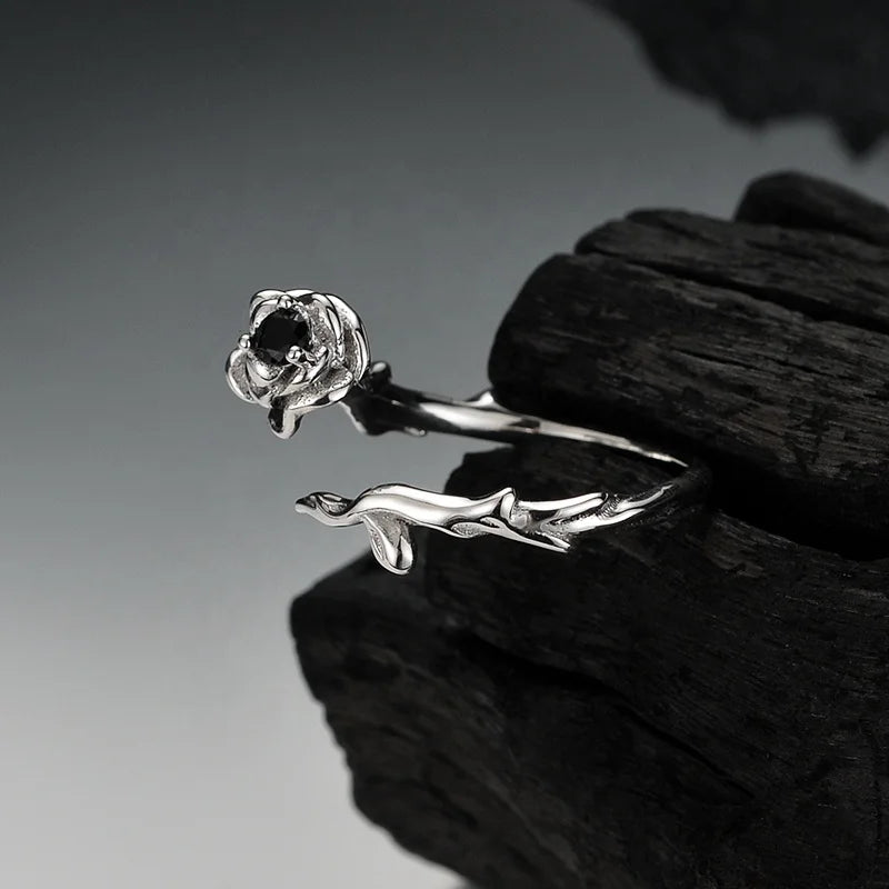 ICEBELA Manufacturer Floral Women Jewelry Dainty Minimalist Opening S925 Sterling Silver Retro Rose Flower Ring