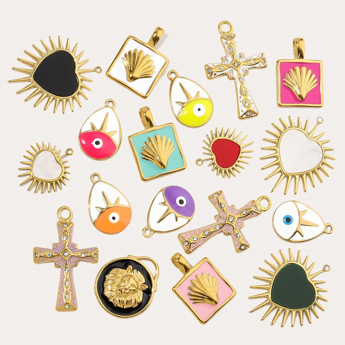 Beimai OEM Charms For Jewelry Making Cross Eyes Waterproof Stainless Steel DIY Jewelry Accessories