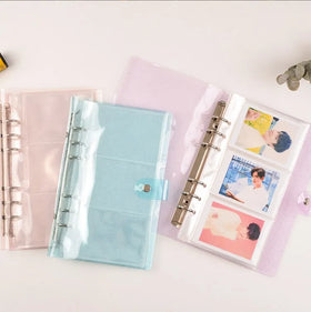 A6 Glitter Soft PVC 6-Ring Binder Cover Clear Transparent PVC Notebook Folder Cover with Snap Button