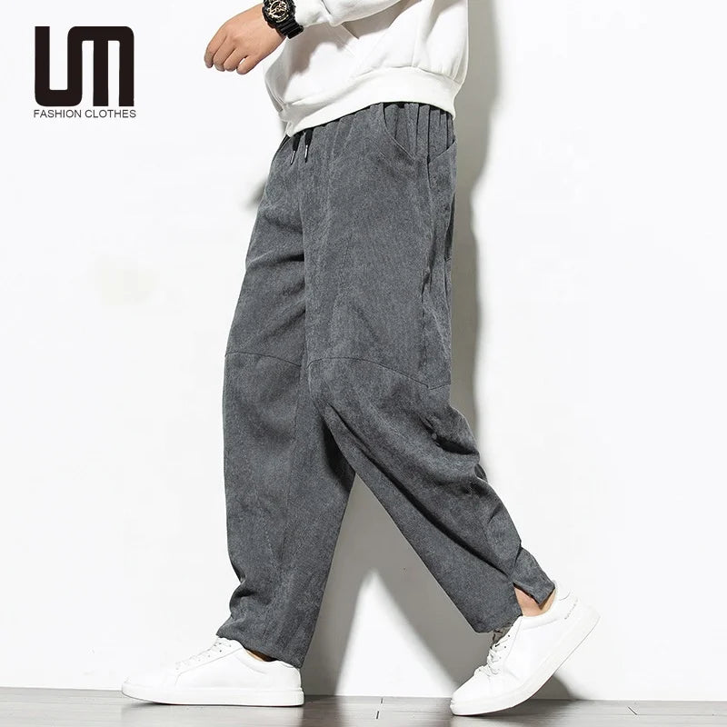Liu Ming 2025 New Arrival Men Fashion Streetwear Loose Plus Size 5XL Corduroy Pants Vintage Trousers