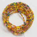 Matt Finish Pretty Colors African Mix Glass Seed Beads Tie on Waist Beads Belly Body Chain Double Cotton String for Ladies