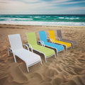 Outdoor Iron Metal Daybed Lounge Chair Sling Fabric Sunbed Park Garden Courtyard Living Room Hotel Villa-Foldable Modern Design