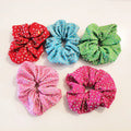 Custom Design Printing Colors Gymnastic Hair Accessories Pink Green Sparkly Rhinestone Dance Scrunchies