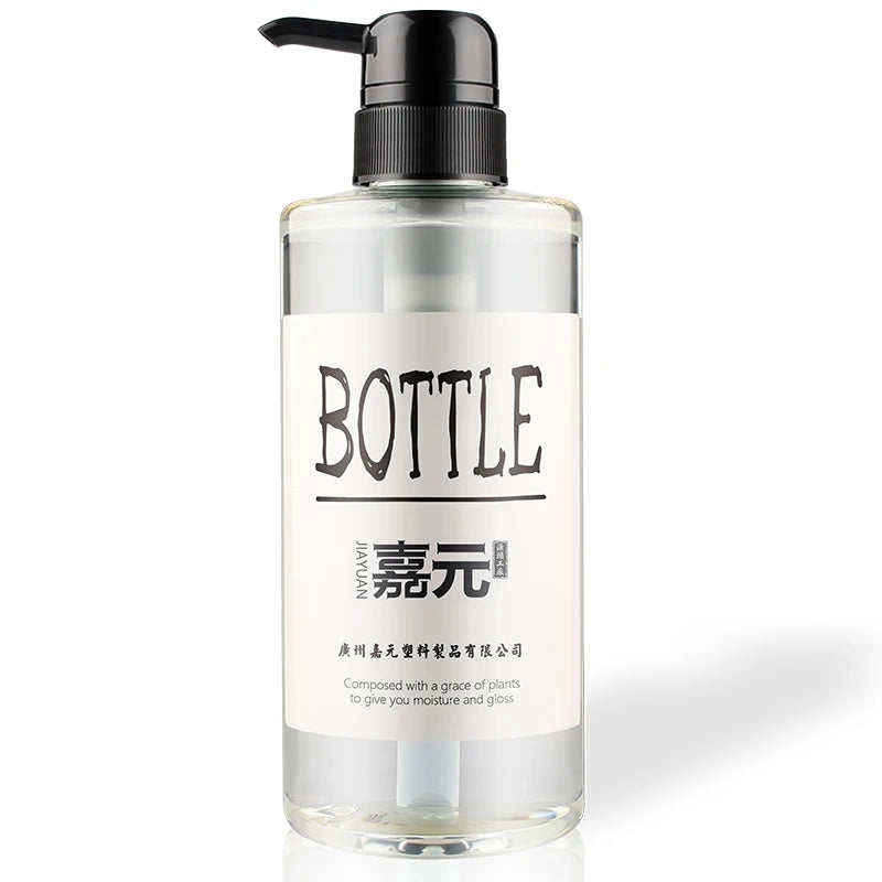 Custom Push Pump Head Body Milk Bottle 250ml PET Clear Plastic Flat Shoulder Lotion Bottle