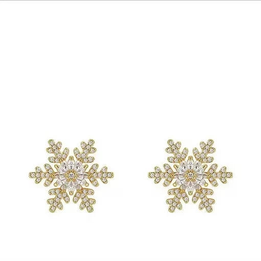 Fashionable and Popular Christmas Gold Snowflake Alloy Earring Women Accessories
