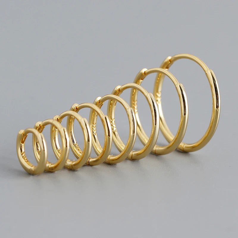 Custom 925 Sterling Silver Hoop Earrings for Women Gold Plated Minimalist Fashion Accessories Trendy Simple Style for Weddings