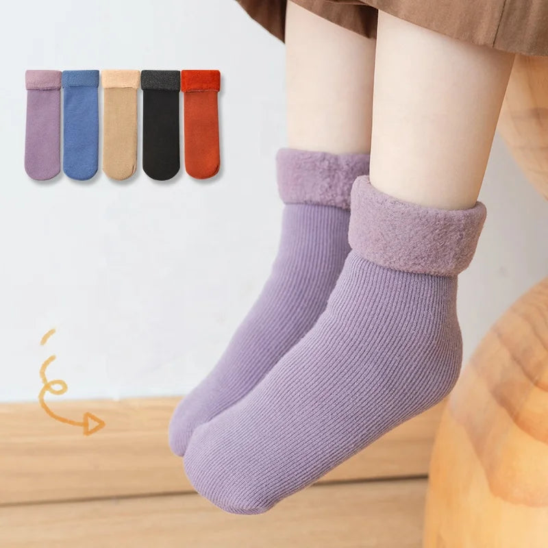 Wholesale Thick Fleece Warm Socks Children Seamless Fluffy Winter Socks for Kids