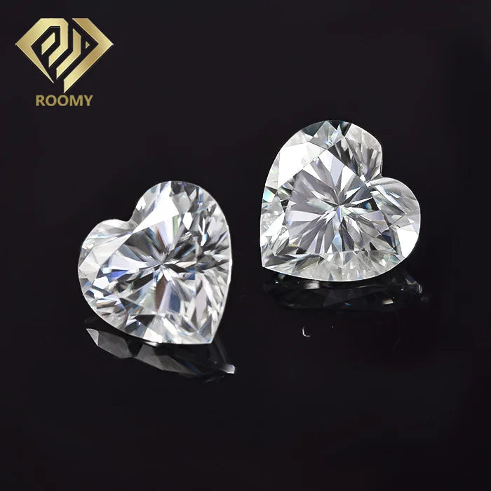 Roomy Hand Cut Top D White  VVS1 Heart Cut Shape Synthetic Moissanite Loose Jewelry Rings Moissanite Stones