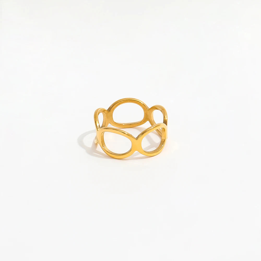 18K Gold Shiny Gold Finish Rings for Women Stainless Steel Rings for Women