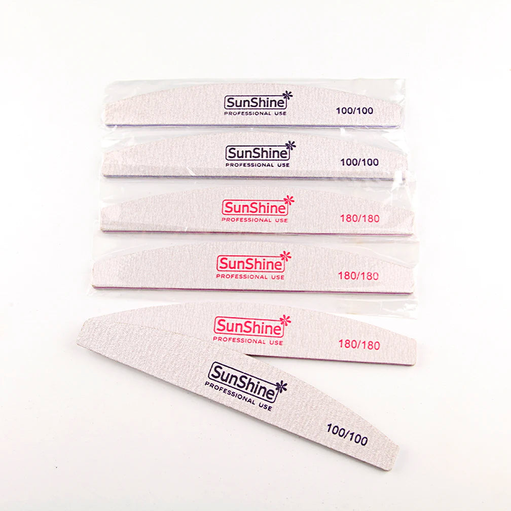 Nail File Single Piece OPP Half Moon Shapes Finger Disposable Customized Printed Logo Manicure Nail File