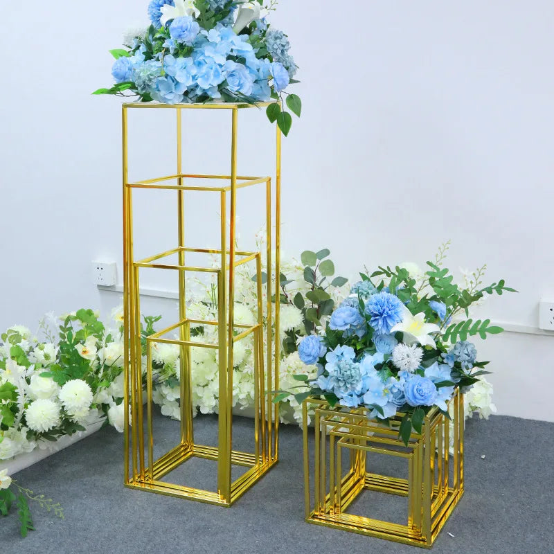 Modern Gold Metal Geometric Flower Stand for Wedding Centerpiece Vase Home Party Decoration