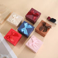 Fashionable Linen Texture Watch Box Jewelry Storage Box Korean Style Creative Bowknot Jewelry Gift Box for Presents