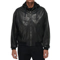 Custom Black Genuine Real Oversized Windbreaker Leather Jacket Men Jackets With Zippers
