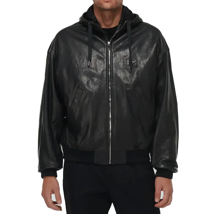 Custom Black Genuine Real Oversized Windbreaker Leather Jacket Men Jackets With Zippers
