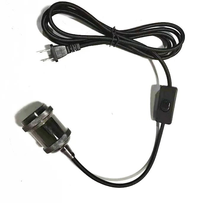 Vintage Lamp Cord Pendant Light Kit Extension Cord with Screw Style Light Sockets and Plug Textile Wire for Lampshade
