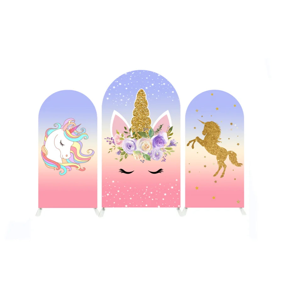 Custom 3*6ft 4*7ft Scale Arch Background Cover Stage Decoration unicorn Birthday Party Fabric Arch Cover Backdrop Stand