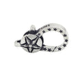 Unusual Oxidized 925 Sterling Silver Star Shield Large Pendant Bracelet Clasp Large Lobster Claw Lock Findings