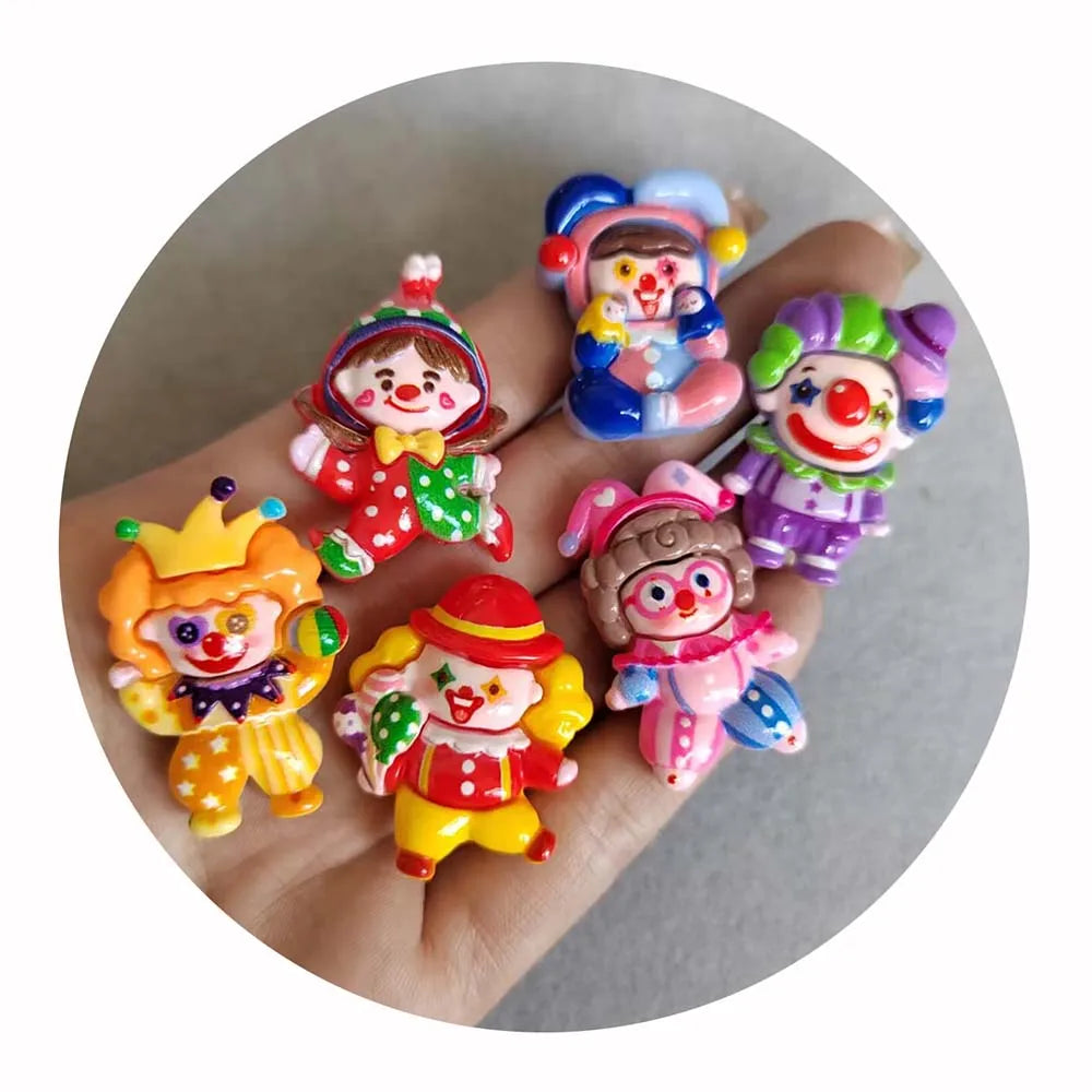 Bulk 100Pcs/Lot Cute Mixed Lovely Circus Clown Resin Flatback Slime Beads for DIY Craft Making Ornament Scrapbook Phone Case DIY