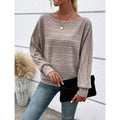 2025 Autumn/Winter New Arrival Women's Comfortable Casual Solid-Colored Long-Sleeve Round-Neck Patchwork Pullover T-Shirt