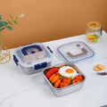 304 Stainless Steel Food Storage Container  Bento Box  Fresh-keeping Lunch Box with Silicone Sealed Plastic Lid