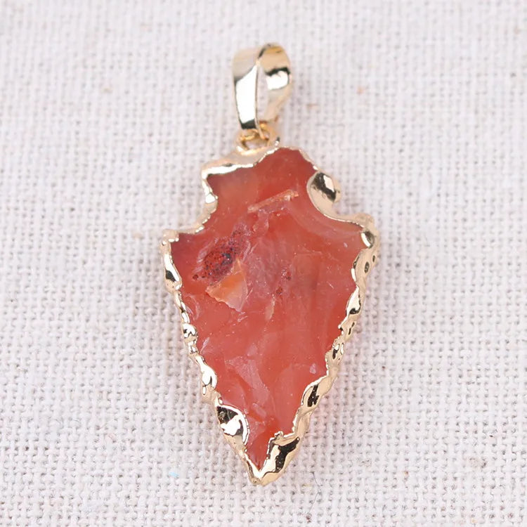 Natural Agate Black Obsidian Pendant for Children's Jewelry Making Healing Stone Pendant in Arrowhead Rough Design for Gifts