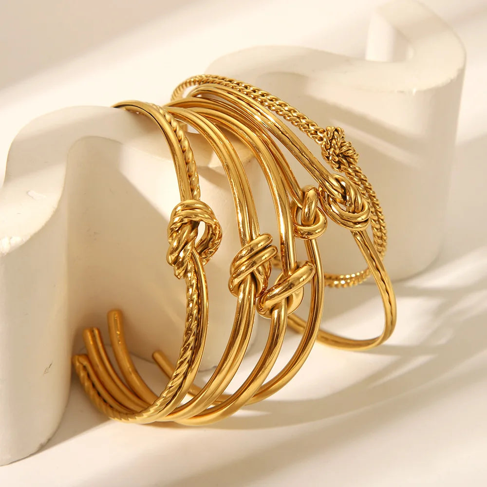 Europe and America Stainless Steel Bracelets Unique Simple Design Ins Popular Featuring Knotted Twisted Openings Wholesale