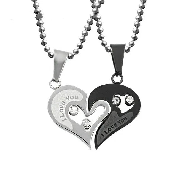 Wholesale Simple  Love Couple Necklace Jewelry  Personality CZ Love Heart Pendant Heart Shaped Diamond Love Necklaces Chain