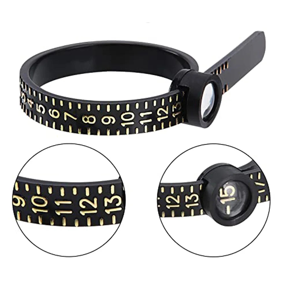 Hot Sale Custom Logo Plastic Ring Sizer Magnifier Jeweler's Gauge Measuring Tools for US/EU/UK Equipment for Jewelry Size