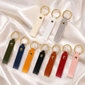 Premium PU Leather Keychain Minimalist Business Gift with Metal Ring Customizable Logo Key Tag Colorful DIY Key Ring Strap