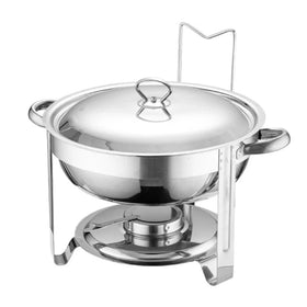 Wholesale 4.5L Round Stainless Steel Food Warmer Buffet Chaffing Dish Silver Serving Set Chafing Dish with Hanger