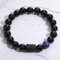 Unisex 10mm Natural Black Obsidian Cylindrical Beads 12 Zodiac Friendship Bracelet with Ball Pattern Trendy Stretch Jewelry