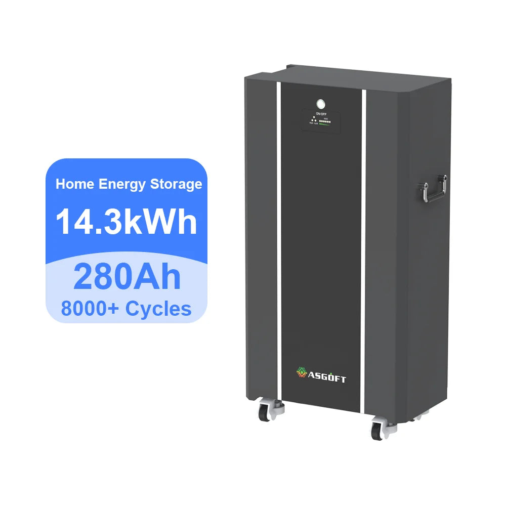 Stackable 14.3kWh Lithium Iron (LiFePO4) Battery 51.2V 48V 280Ah 16kWh Solar Home Energy Storage Systems IP65 Protection Class