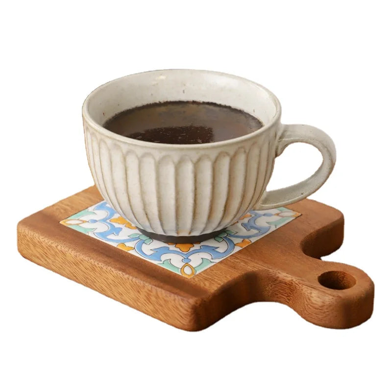 Nana High Quality Solid Wood Marble Square Country Style Painted Coasters Cup Mats Customizable Size Color Sustainable Home