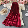 Wholesale 2026 Spring Mid-length Pleated Skirt High Waist Slim A-line Skirt Korean Satin Organ Pleated Draped Large Swing Skirt