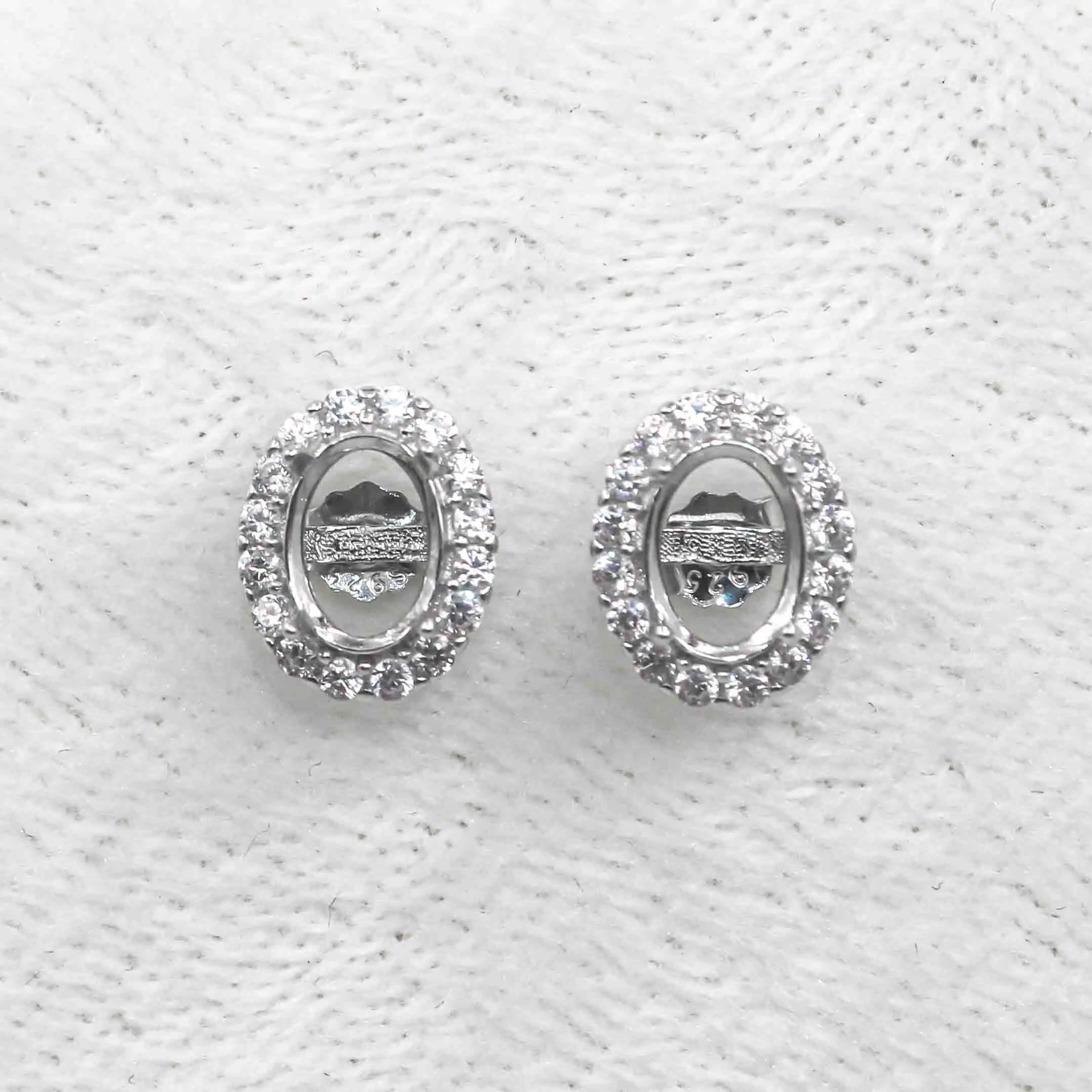 Sterling Silver 4*5/5*6/6*7/5*7/6*8/8*9/7*9/8*10mm Semi Mount Earring Empty Blank Set Holder Base Without Center Stone for Inlay
