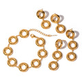 J&D Chunky Hoops Pendant Earring Bracelet Geometric 18K Gold Plated Stainless Steel Drop Earring for Women