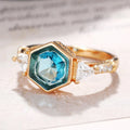 CAOSHI Minimalist Style Geometric Rhombus Design Blue Crystal Zircon Finger Rings for Women Fashion Gold Plated CZ Wedding Rings