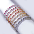 China Wholesale Starsgem 3mm Round Shape Luxury Engagement 14K Gold Lab Emerald Ruby Sapphire and Moissanites Tennis Bracelet