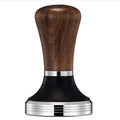 Custom Logo 51 53 58mm Huiqian Top Sale Stainless Steel Custom Espresso Tamper & Distributor Handle with Wood Handle