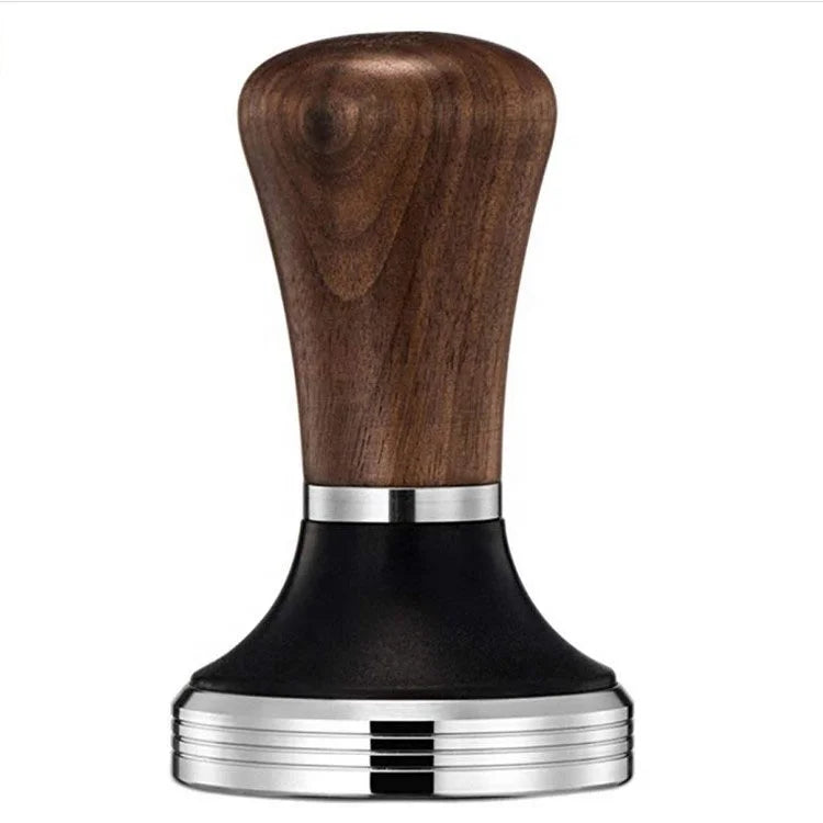 Custom Logo 51 53 58mm Huiqian Top Sale Stainless Steel Custom Espresso Tamper & Distributor Handle with Wood Handle
