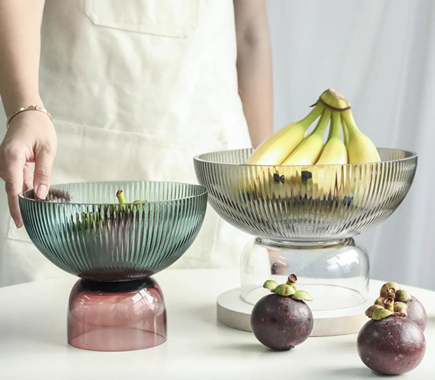 Asian Zen Eco-Friendly Light Luxury Glass Round Fruit Tray Storage Living Room Coffee Table Dried Fruit Plate