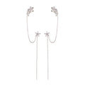 G1389 New Fashion Women Ear Bone Clip Flower Star Zircon Long Tassel Cuff Earrings Jewelry Personality Crystal Earring Ear Studs