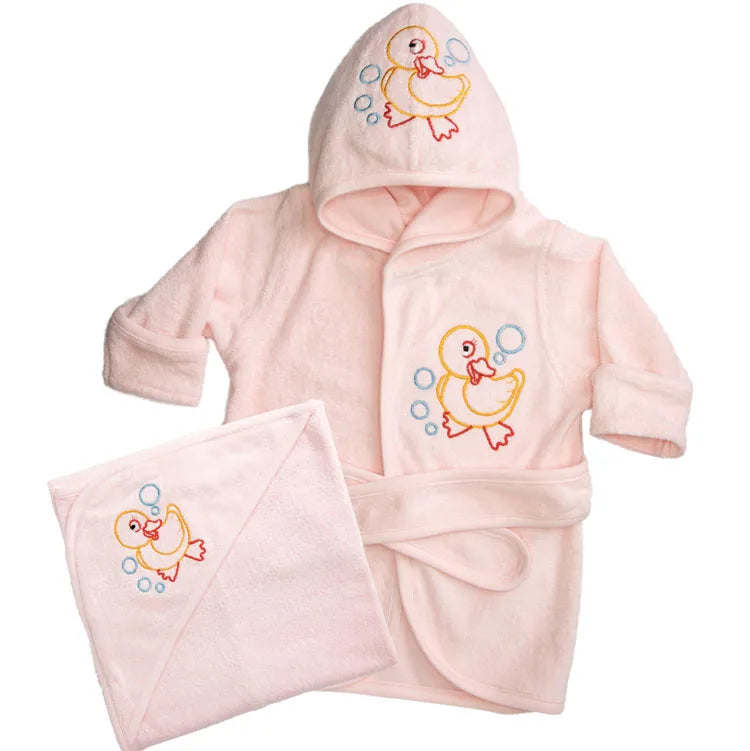 Kids Bath Robes Custom Hooded Bathrobe Cotton Terry Bath Robe Set for Girls Boys Embroidered Children Bathrobes