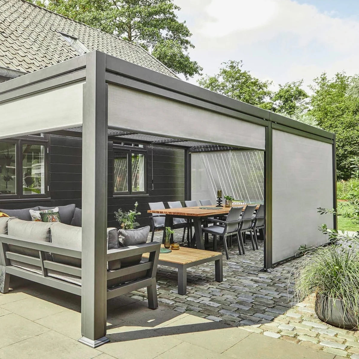 Modern Adjustable Rainproof Cover Structure Terrace Roof System Outdoor Motorized Bioclimatic Louvered Pergola Aluminium Outdoor