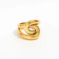 High End 18K Plain Gold Layered Cross Chunky Knot Rings Stainless Steel Trendy Simple Gold Plated Jewelry